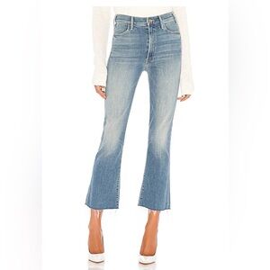 MOTHER The Hustler Ankle Fray, Blue Flare Jeans